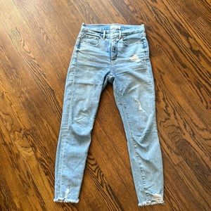 Loft high rise skinny light wash ripped jeans